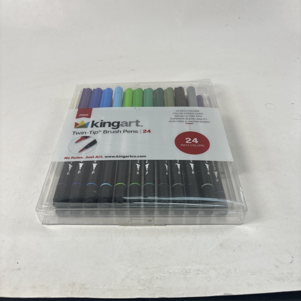 KINGART Pro Twin Tip Brush Markers – 23 Vibrant Colors, - Missing Black 104
